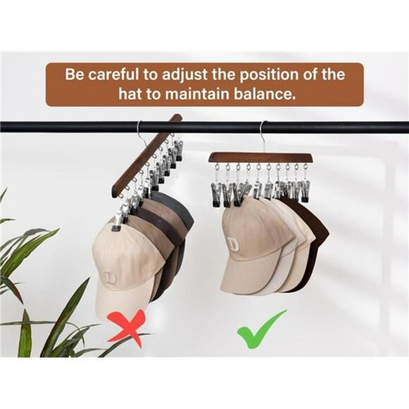 Closet Hat Organizer Rack Set for Baseball Caps with Adjustable Clips 2 Pack - Picture 6 of 7